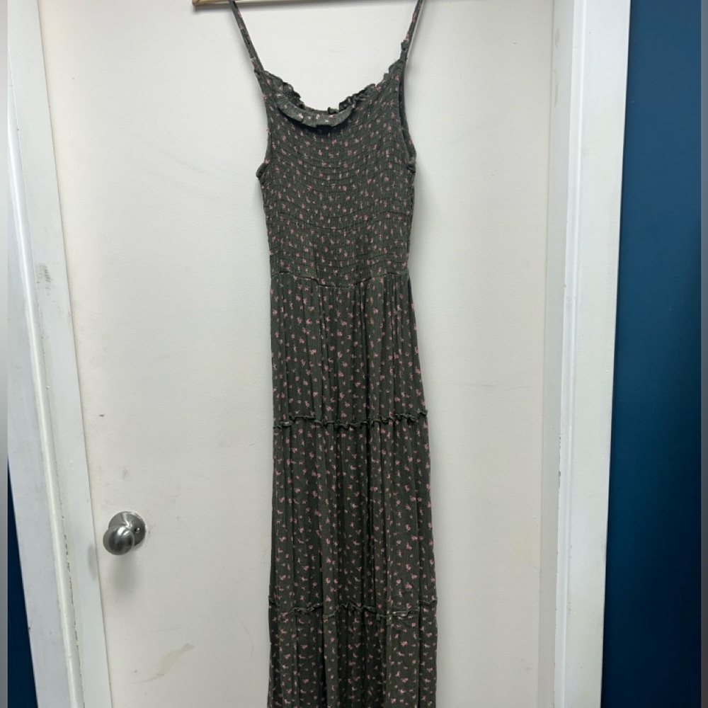 Floral Sleeveless Maxi Dress - Green